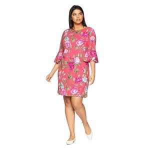 Jessica Howard Floral Shift Dress 3/4 Flutter Bell Sleeve Size 20W